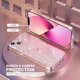 Compatible With Iphone 13 Case, Women Glitter Bling Sparkly Case Bumper, [2 X Diamond Camera Lens Protectors] [Non-Yellowing Shockproof Protective Cover] 6.1-Inch 2021 (Glitter Clear)