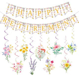 Wildflower Retirement Decor for Women with Gold Banner & Floral Swirls