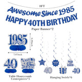 Blue 40Th Birthday Decorations For Men Or Women - Happy 40Th Birthday Banner, 1985 Honeycomb Centerpieces And Hanging Swirls For 40 Years Old Party Supplies