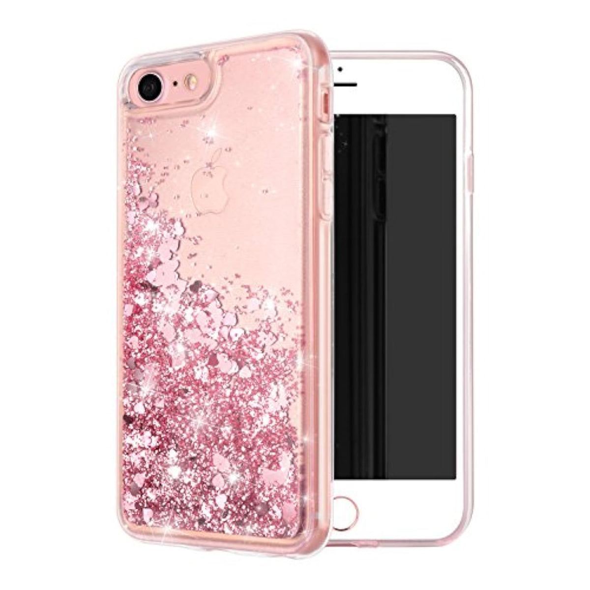 Iphone Se 2022/2020 Case - Liquid Glitter Waterfall Clear Tpu Protective Case - Rose Gold