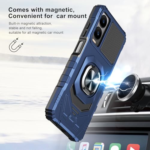 For Cricket Debut S3 Case/At&T Vista 2 Case With Screen Protector,Magnetic Ring Stand Dual Layer Military Grade Protection,Rugged Shockproof Corner Phone Case For Cricket Debut S3/Att Vista 2 Blue