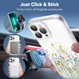 OOK Magnetic for iPhone 13 Pro Case [Compatible with Magsafe] Colorful Wild Flowers Floral Design Clear Case with Full Camera Lens for iPhone 13 Pro Phone Case, Wild Flowers (6.1")