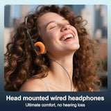 Orange Retro Headband Wired Headphones With Adjustable Headband, Mini Over-Ear Stereo Headphones, Lightweight, Fits Most Cell Phone Playback Devices (Pack Of 2)