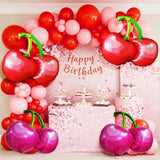 108Pcs Cherry Balloon Garland Arch Kit – Red Pink White Cherry Balloons With Giant Foil Fruit, Cherry Party Decorations For Birthday, Baby Shower, Bridal Shower, Summer Party, Valentine’S Day