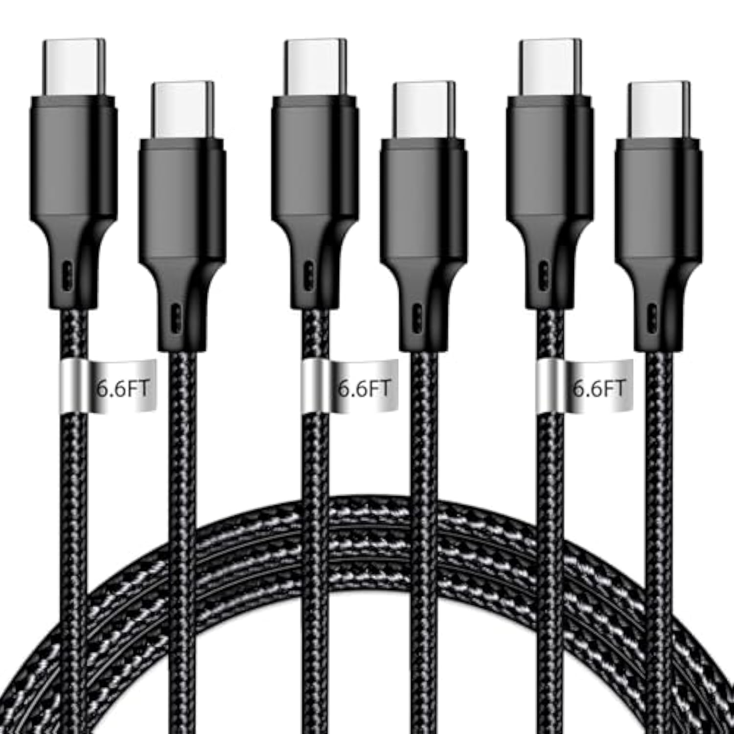 Usb C To Usb C Charger Cable, Nylon Braided 3Pack 60W 6.6Ft Type C Fast Chargi