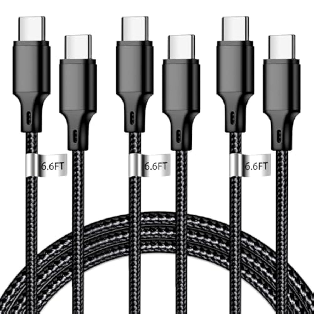 Usb C To Usb C Charger Cable, Nylon Braided 3Pack 60W 6.6Ft Type C Fast Chargi