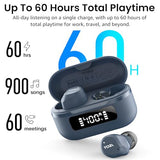 Nc9 Hybrid Noise Cancelling Wireless Earbuds, Bluetooth 5.3 Ear Buds, 6 Mic Enc, Ipx8 Waterproof, 60H Playtime, App Eq