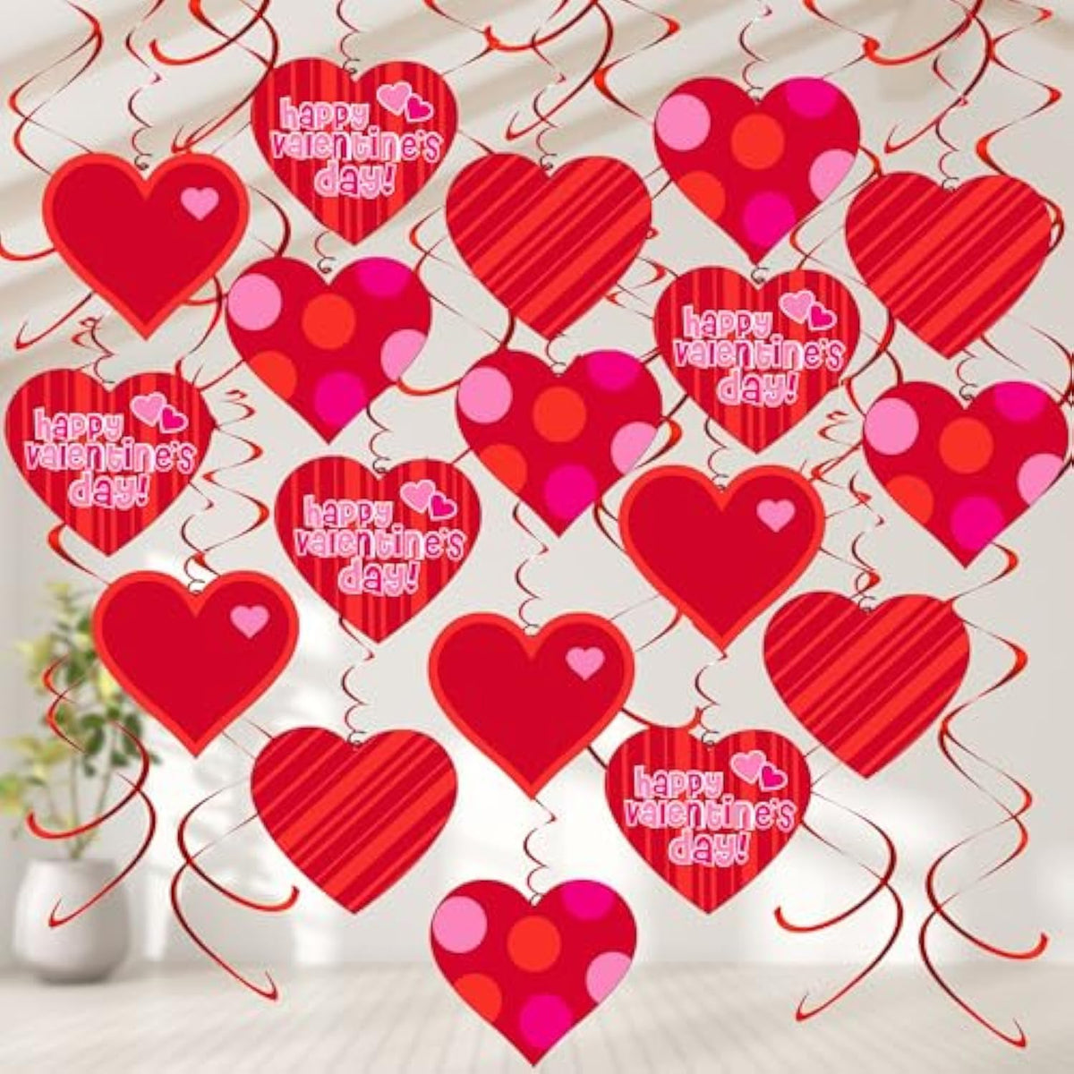Huge Valentines Hearts Decorations - Pack Of 30, No Diy | Hanging Swirls For Valentine'S Day Decor