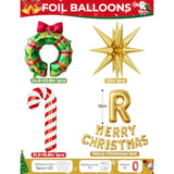 Christmas Balloon Garland Arch Kit, 132Pcs Red Green Gold Xmas Balloons With Candy Cane, Wreath, Star, Merry Christmas Foil Balloons For Xmas Decor, Holiday Party Supplies Indoor Outdoor