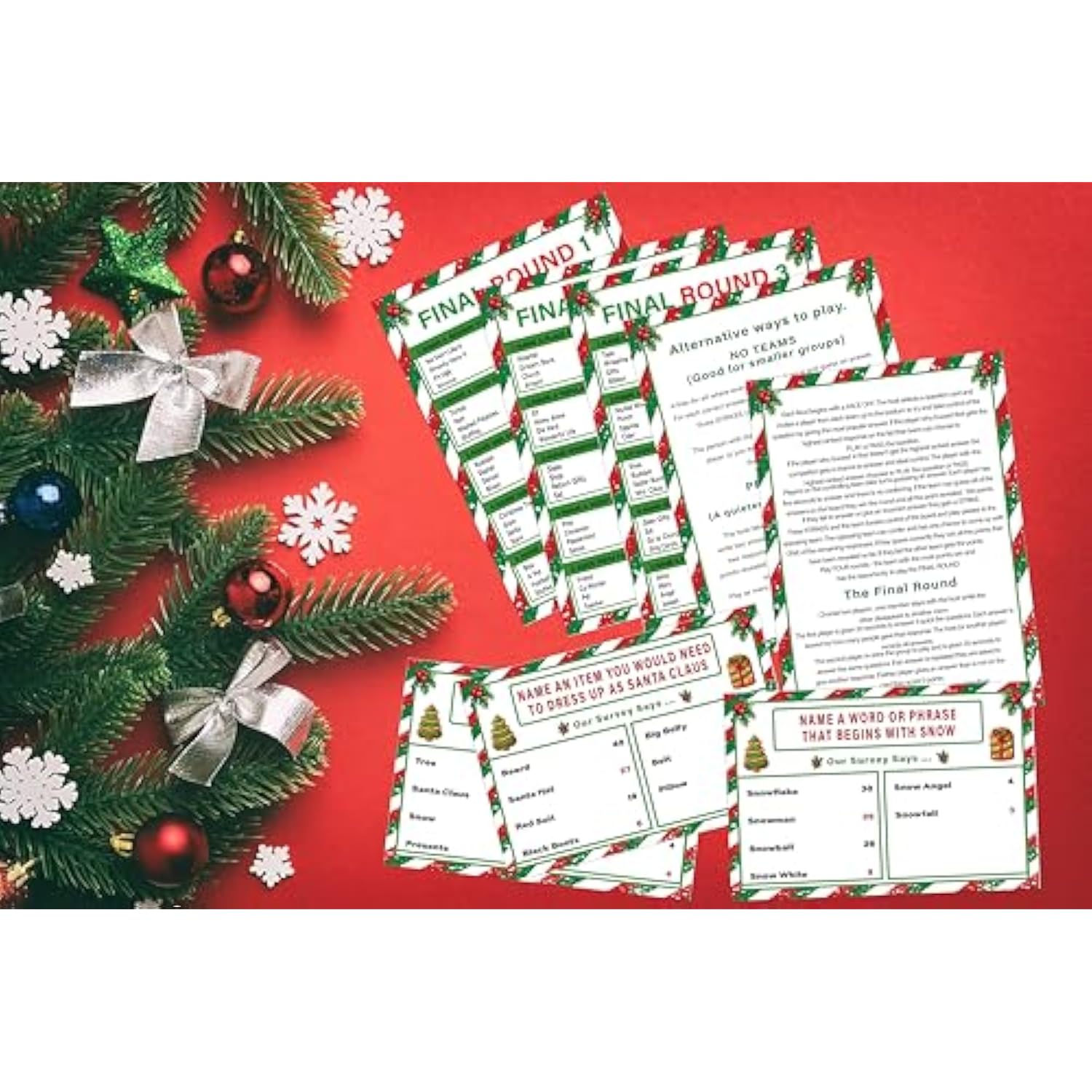 Christmas Friendly Feud Quiz Game 12 Questions & Final Round Cards