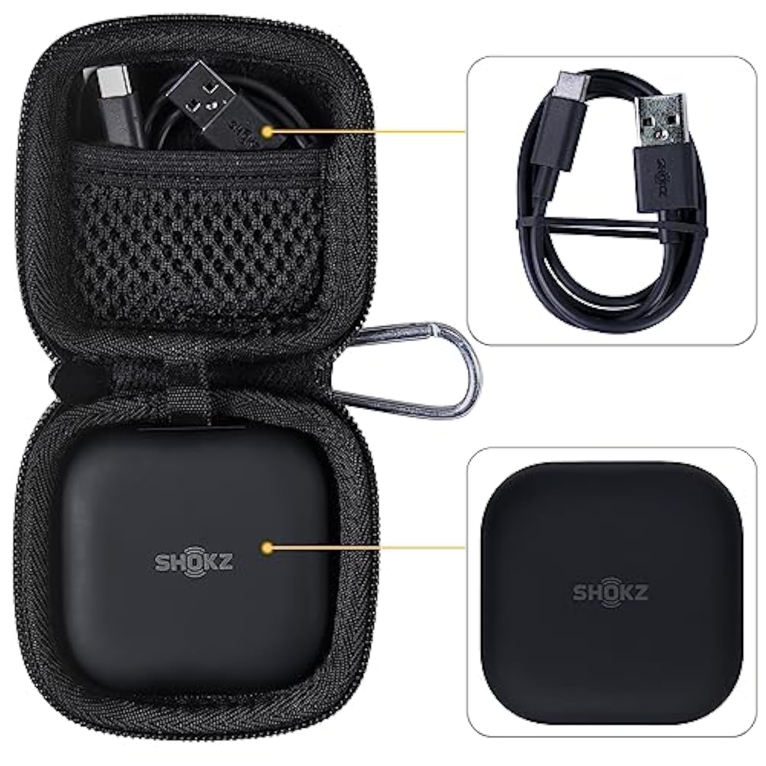 co2CREA Hard Case Replacement for SHOKZ New OpenFit 2 / OpenFit Air/OpenFit Open-Ear True Wireless Bluetooth Headphones with Microphone, Black