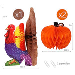 3 Pack Thanksgiving Table Decorations Tissue Turkey And Pumpkin, Honeycomb Decor Thanksgiving Centerpiece Party Accessory Table Supplies