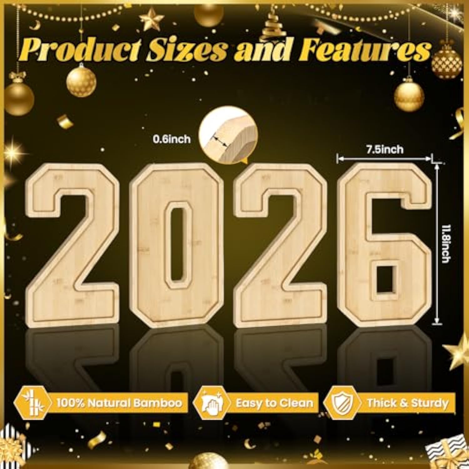 2026 New Years Eve Party Kit with Numbers, Balloons, Banner, and Table Decor