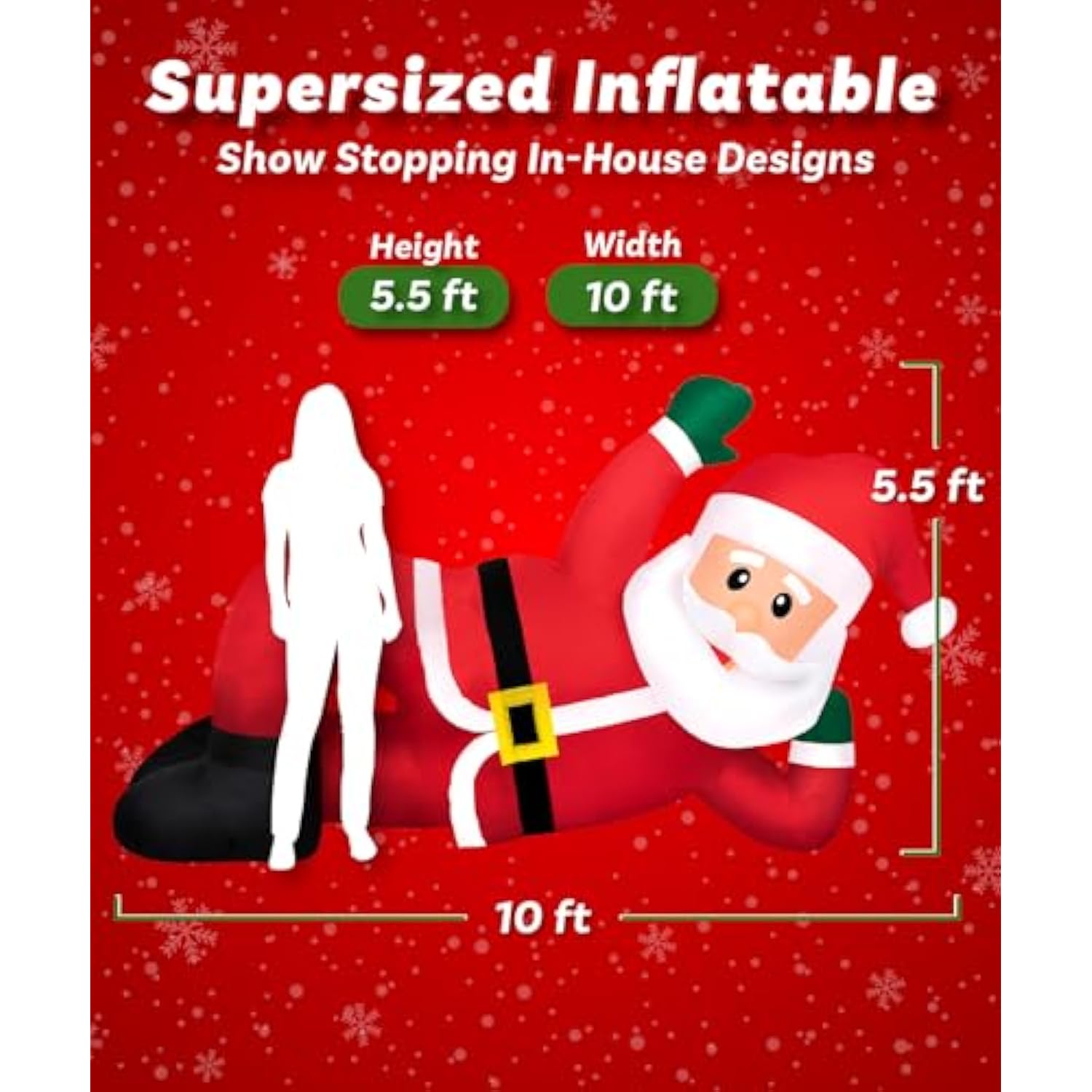 Christmas Inflatables Large 10 Ft Lounging Santa - Inflatable Outdoor Christmas Decorations Blow Up X-Mas Decorations Fo