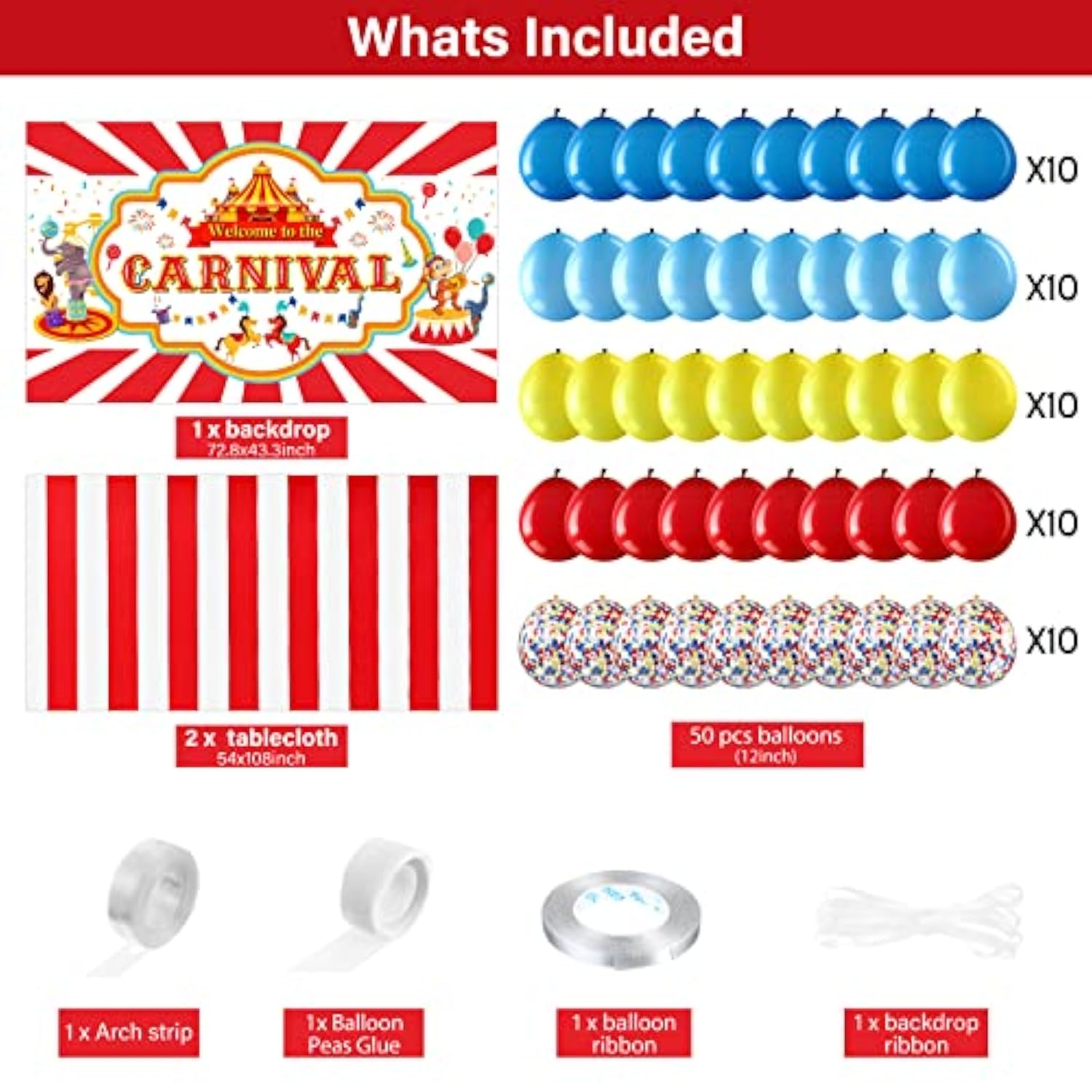 Circus Carnival Party Decoration Including Circus Confetti Balloons Kit Carnival Photography Backdrop Banner Party Tablecloths For Kids Boys Girls Birthday Decorations Supplies