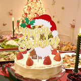 1 Pack Merry Christmas Happy Birthday Cake Topper Cupcake Picks For Christmas Birthday Baby Shower Cake Decorations Supplies Gold