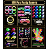 178 Pcs 2026 Glow In Dark New Year Party Kit with LED Glasses, Bracelets, and Necklaces