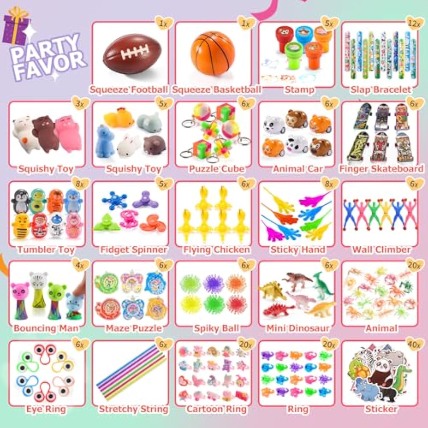 Party Favors For Kids 8-12, Goodie Bags Stuffers, Treasure Chest Prize Box Toys For Classroom Rewards, Birthday Carnival Pinata Fillers Small Bulk Toys For Boys Girls Students School 4-8 3-5