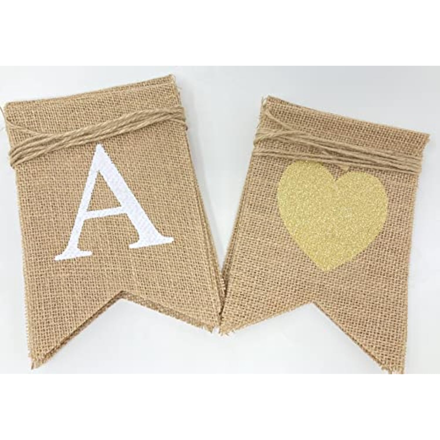 Happy Anniversary Burlap Banner For Wedding Anniversary Decorations With Gold Glitter Hearts