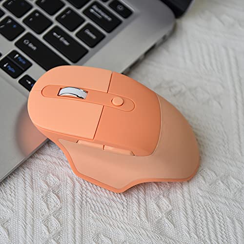 Ergonomic 2.4G & Bluetooth Dual Mode Wireless Mouse With Pu Cover, Soundless Keys, Candy Colors, Compatible With Notebook, Pc, Tablet, Smartphone (Orange)