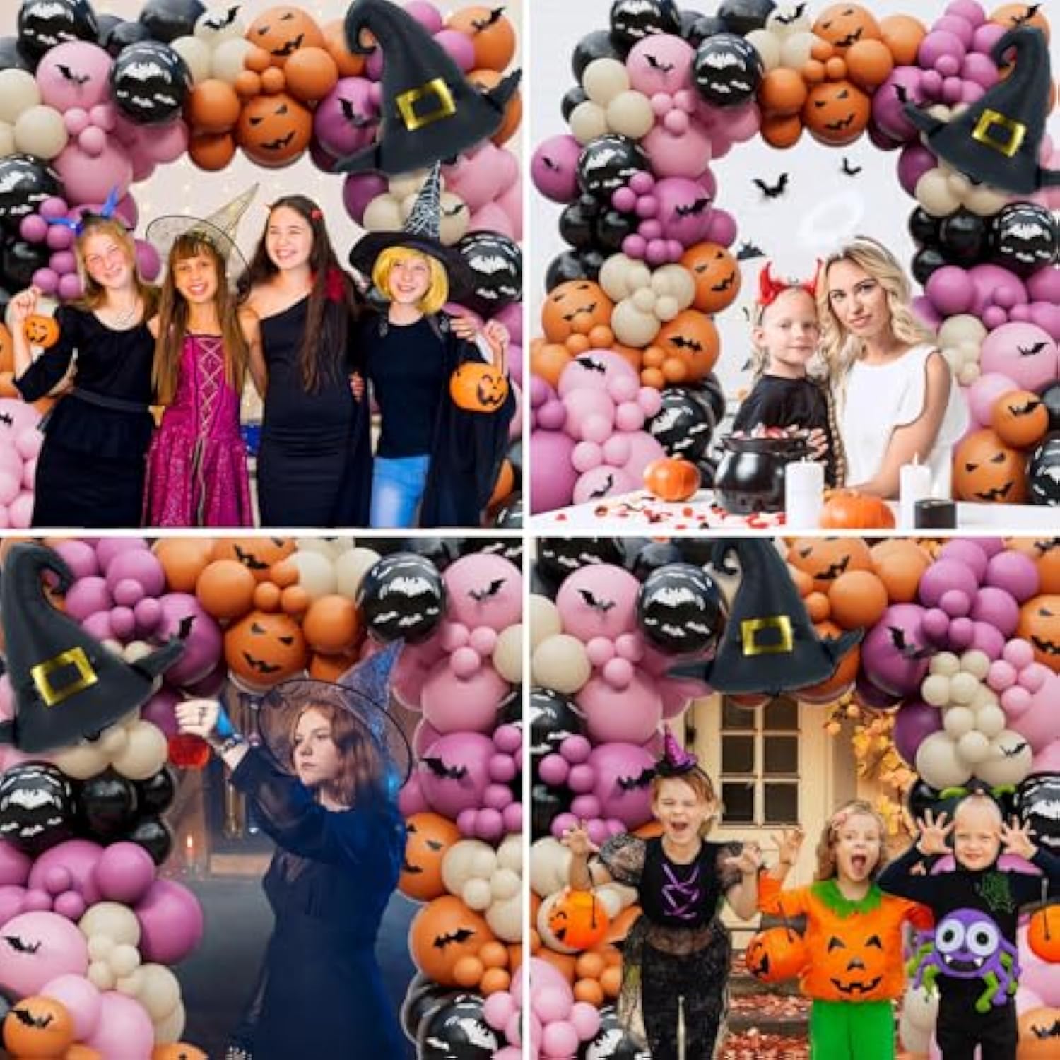 196Pcs Halloween Balloon Arch Kit with Ghost Spider Foil Balloons Party Decor