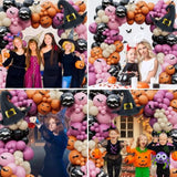 196Pcs Halloween Balloon Arch Kit with Ghost Spider Foil Balloons Party Decor