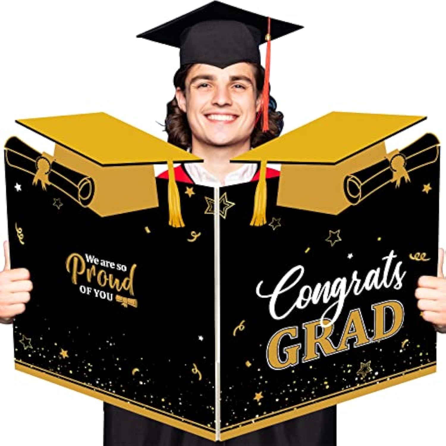 Jumbo Graduation Card Guest Book 2026 Graduation Party Decorations Class Of 2026 Big Giant Card For College High School Party, 24.8 X 16 Inches(Black, Gold)
