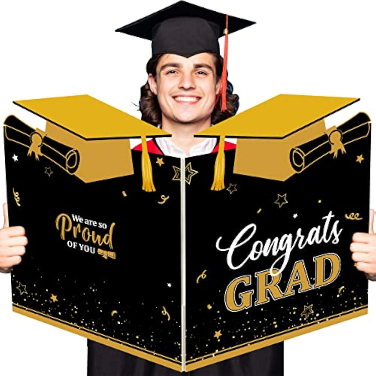 Jumbo Graduation Card Guest Book 2026 Graduation Party Decorations Class Of 2026 Big Giant Card For College High School Party, 24.8 X 16 Inches(Black, Gold)