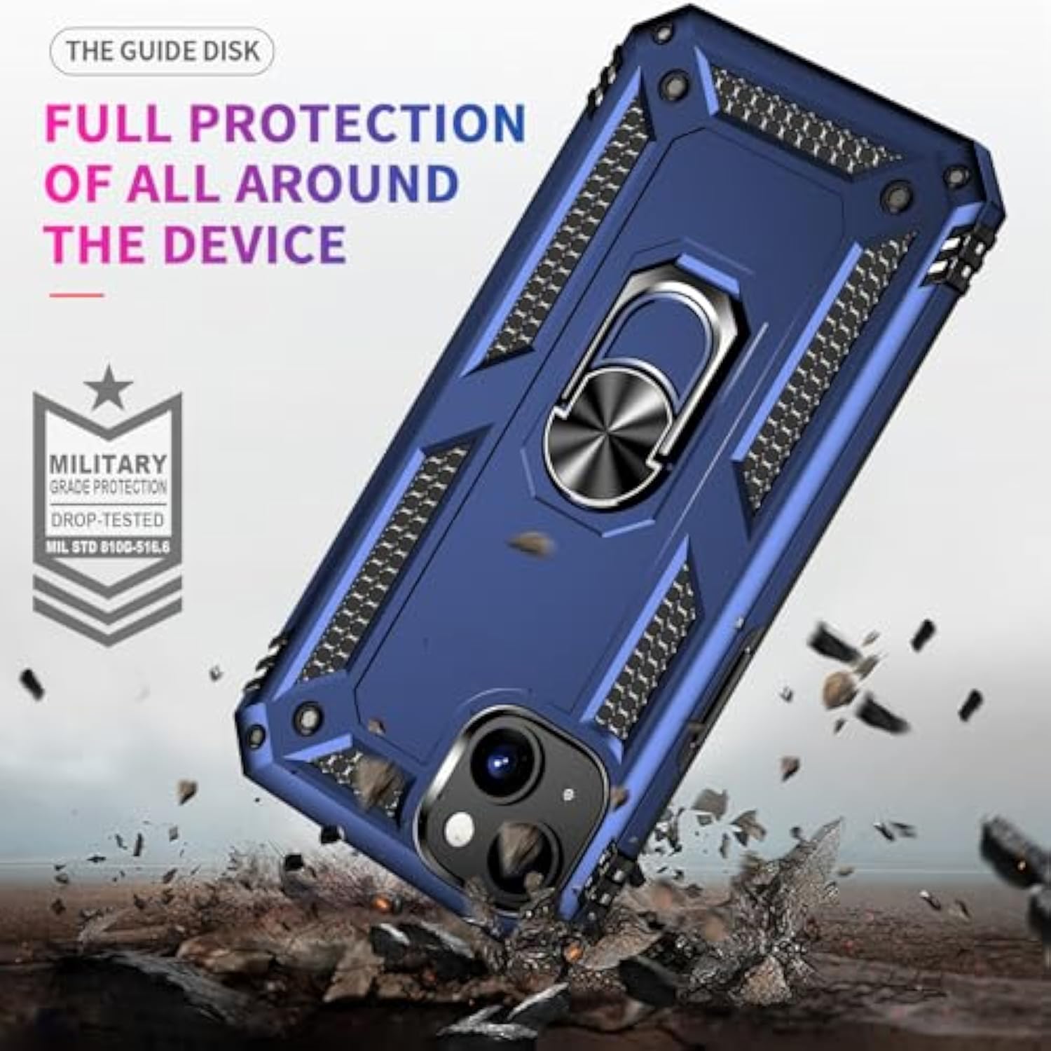For Iphone 15 Case: Iphone 15 Phone Case With Hd Screen Protector - Military Grade Protective Cases With Ring For Iphone 15(Blue)