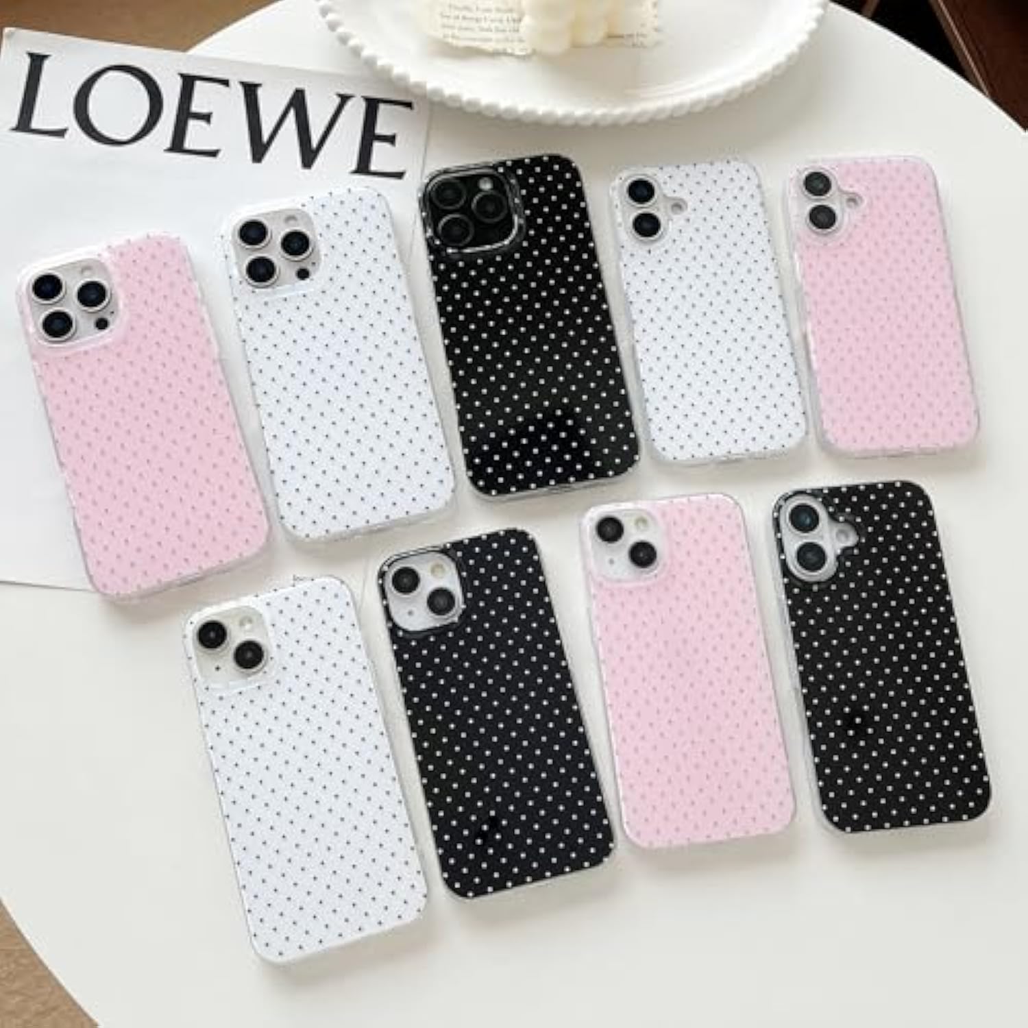 Compatible With Iphone 16 Pro Case, Fashion Cute Aesthetic Polka Dot Pattern Cover For Women, Shockproof Slim Soft Tpu And Hard Pc Protective Phone Case For Iphone 16 Pro 6.3"- White