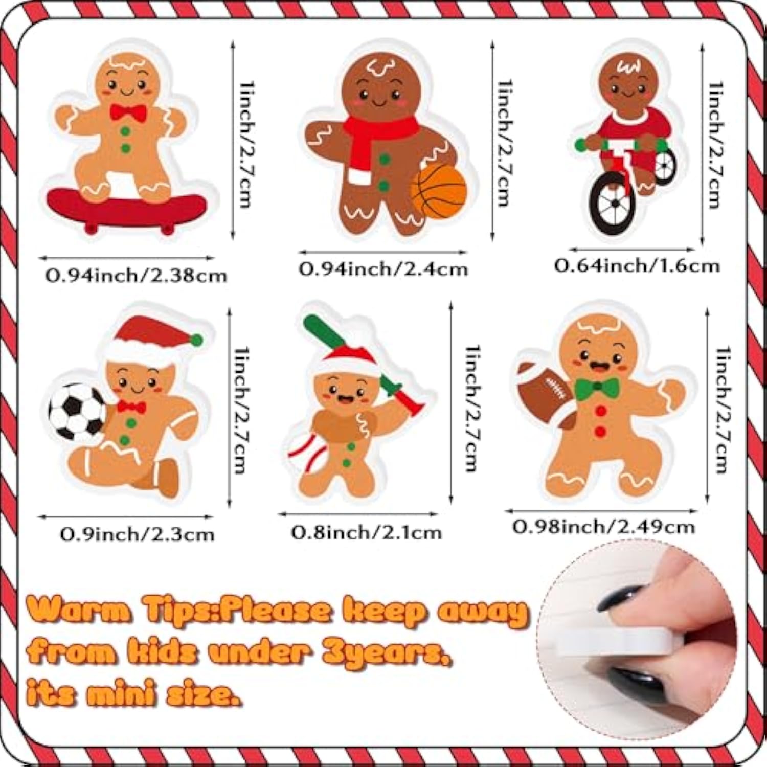 Christmas Sport Gingerbread Men Eraser - 60Pcs Novelty Mini Gingerbread Men Pencil Eraser Bulk 3D Desk Puzzle Rubber For Classroom Student Reward Xmas New Year Party Favor Gift Filler Supplies