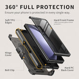 For Z Fold 5 Case, [With Privacy Screen Protector & Slide Camera Cover] [S Pen Holder & Hinge Protection] Military Drop Phone Case For Samsung Galaxy Z Fold 5 With Stand & Belt Clip, Black