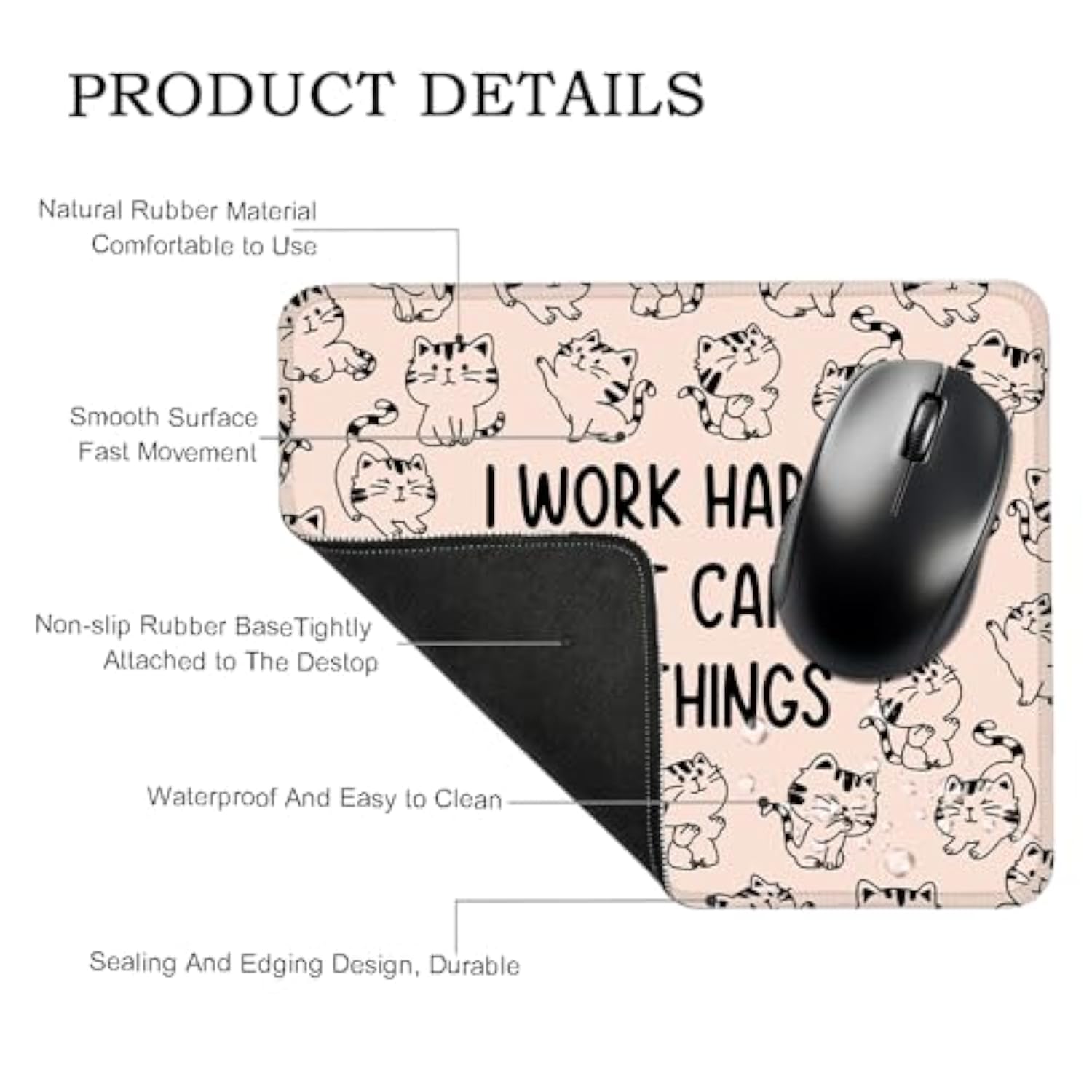 I Work Hard So My Cat Can Have A Nice Things Rectangular Mouse Pad, Funny Cat Mouse Pads For Desk, Cat Lover Desk Accessories, Cute Office Gifts For Cat Mom Friend Coworkers