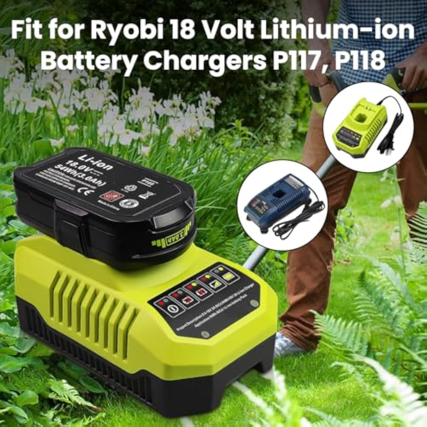 2-Pack 3.0Ah P102 18V Lithium Battery Replacement for Ryobi Cordless Tools