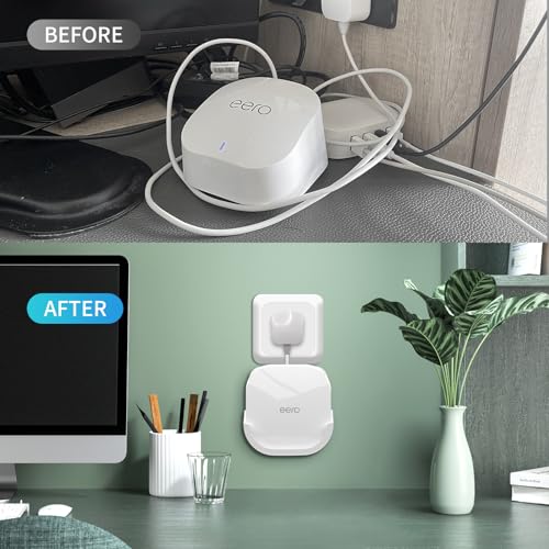 2Pack Wall Mount Holder For Eero 6 Plus 6+ And Eero 6 Router Mesh Wi-Fi System,Wall Mount Stand Bracket For Eero 6 Plus And Eero 6 Tri-Band Mesh,Wall Bracket For Eero 6+ Extender Router Wire Organizer
