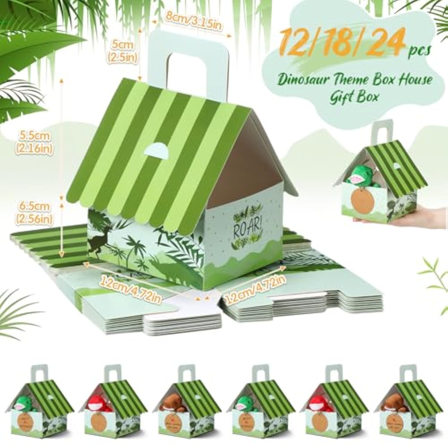 88 Pcs Dinosaur Party Favors For Boys And Girls Includes 18 Sets Mini Stuffed Animals Plush Keychains Gift Box House Stickers Adopt A Dinosaur Party Favor For Birthday Supplies