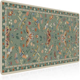 Large Mouse Pad For Desk, Desk Matt For Desktop, Non-Slip Cute Keyboard Mats, Floral Keyboard Mat With Stitched Edge For Gaming, Office Aesthetics (Green)