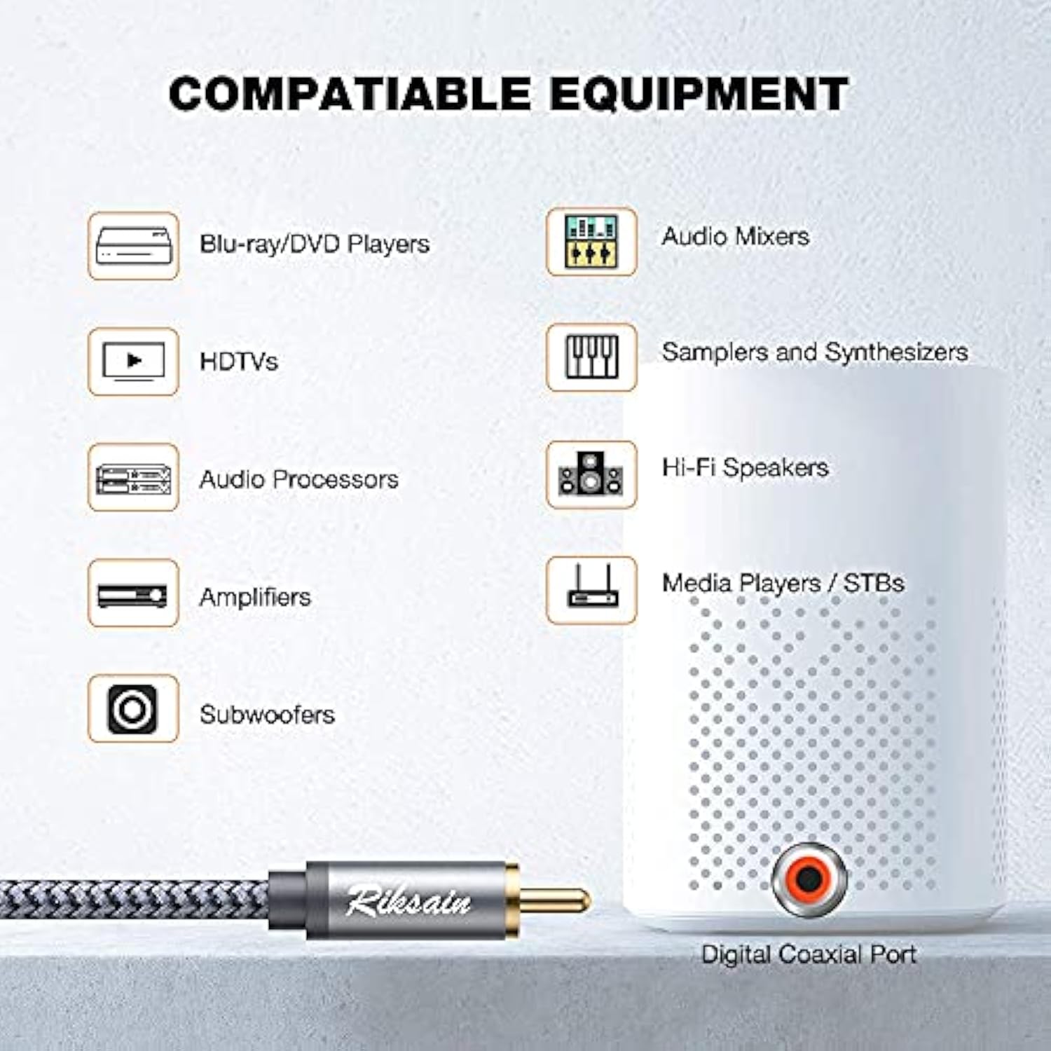 Rca Splitter Cable, 2-Pack Rca Y Cable Nylon Braided Rca Splitter 1 Male 2 Fem