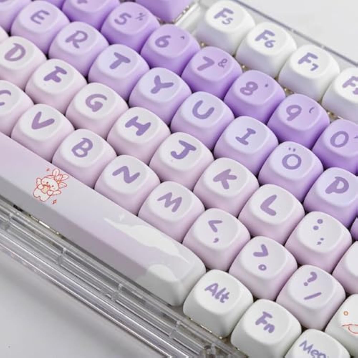 Keycaps 142 Keys Purple Rabbit Cute Moa Profile Dye-Sublimation For Cherry Mx