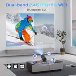 Mini Projector With Wifi And Bluetooth, 180°Rotatable Portable Projector, 1080P Support, 130" Smart Projector With Android Tv 11.0, Short Throw, Auto Keyston For Outdoor/Home Theater, Iron Grey