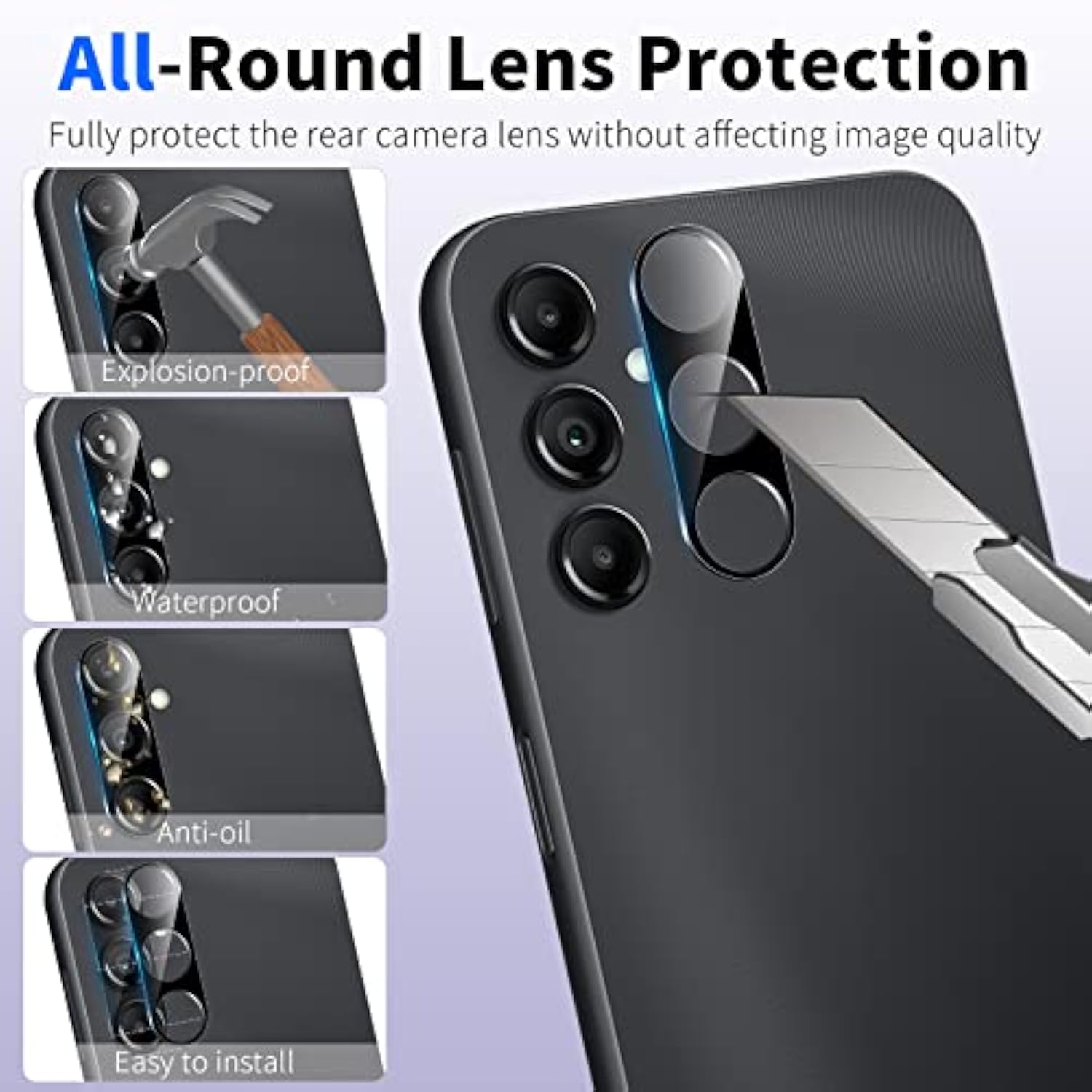 [2+2 Pack] Privacy Screen Protector For Samsung Galaxy A14 5G With Camera Lens Protector, Anti-Spy Tempered Glass Film, Full Coverage, Anti-Scratch, Bubble Free, Case Friendly, Easy Installation