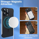 Omio Magnetic Slim Case For Iphone 15 Pro Max Compatible With Magsafe, Matte Pc Ultra-Thin Bumper Frameless Borderless Minimalist Design With Camera Lens Protector For Men Women, Black Titanium