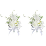 2Pcs Calla Lily Boutonniere Handmade Romantic White Corsage Suitable For Wedding Ceremony, Anniversary, Dinner Dance (2), 10 X 14 Cm