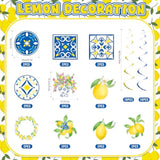 Capri Lemon Blue Yellow Tiles Spiral Hanging Swirl Decorations Mediterranean Amalfi Coast Ceiling Streamers For Positano Party Italian Summer Wedding, Birthday, Bridal Shower Bachelorette Fiesta Decor