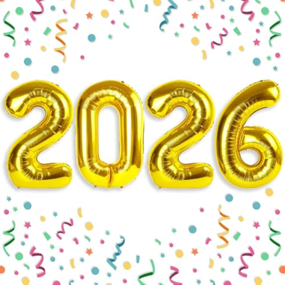40 Inch Gold 2026 Number Balloons for New Year Party and Celebrations