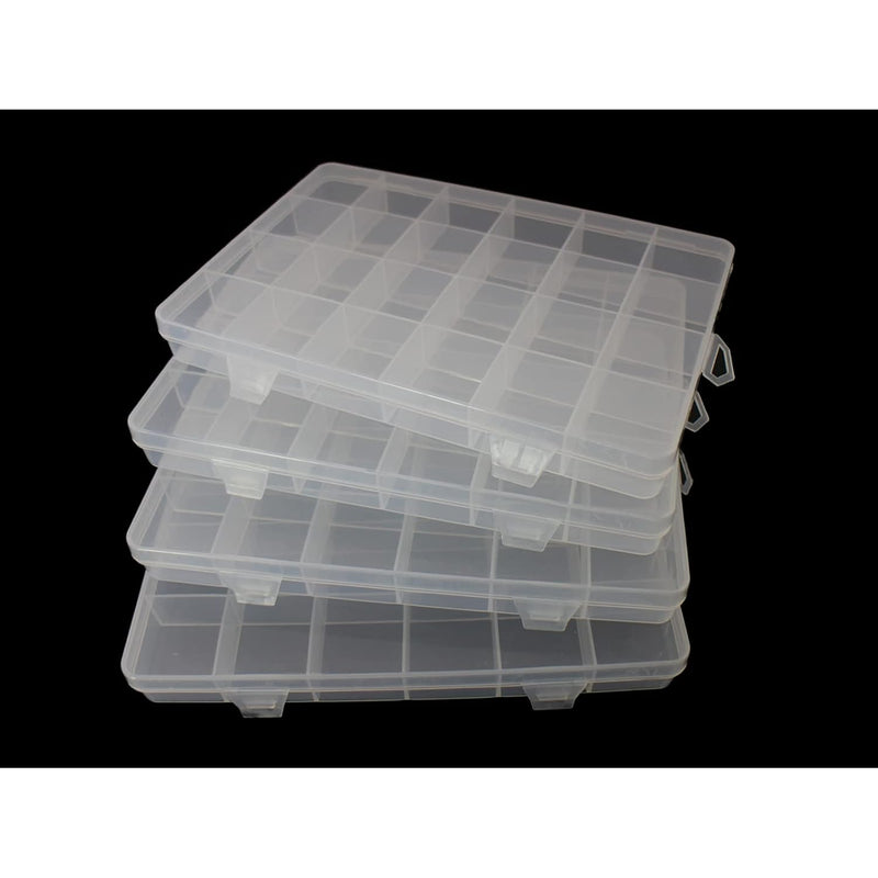 4Packs Plastic Organizer Box 24 Grids Clear Storage Container Jewelry