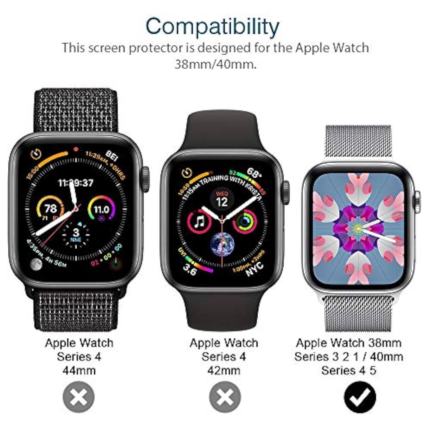 6-Pack Apple Watch 38/40mm TPU Screen Protector Bubble-Free Scratch-Resistant