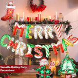 Merry Christmas Balloons Banner Kit - 14 Letters Santa Tree Stocking Foil Balloons For Xmas Party Decor, No Helium Needed Indoor Outdoor Decorations