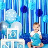 Blue White Crepe Paper Streamers 8 Rolls, Party Streamers For Birthday Wedding Baby Bridal Shower Decorations Halloween Christmas Craft Supplies (1.8 Inch X 82 Ft/Roll?656Ft)