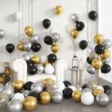 72 Pc Black & Gold Balloons Set Graduation/Wedding/Retirement Party Decor